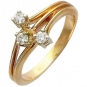 Кольцо с 3 бриллиантами из комбинированного золота 