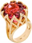 Кольцо Цветок с бриллиантами, турмалином из желтого золота 750 пробы