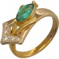 Кольцо с бриллиантами, изумрудом из комбинированного золота 750 пробы