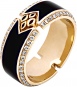Кольцо с бриллиантами, эмалью из комбинированного золота 750 пробы
