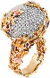 Кольцо Бабочки с бриллиантами, вставкой из эмали из комбинированного золота