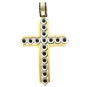 Крестик с бриллиантами, сапфирами из комбинированного золота 750 пробы