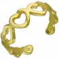 Кольцо  безразмерное Сердечки из желтого золота