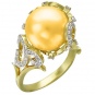 Кольцо Шар с бриллиантами, цитрином из желтого золота 750 пробы