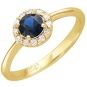 Кольцо с бриллиантами, сапфиром из желтого золота