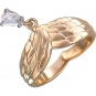 Кольцо с подвеской Крылья с фианитом из комбинированного золота