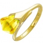 Кольцо Капля с цитрином из желтого золота