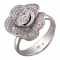 Кольцо Цветок с бриллиантами из белого золота 750 пробы