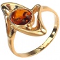 Кольцо с 1 янтарём из красного золота 