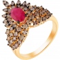 Кольцо с бриллиантами и рубином из жёлтого золота