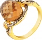 Кольцо с бриллиантами, раухтопазом из желтого золота