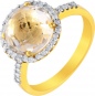 Кольцо с бриллиантами, кварцем из желтого золота 750 пробы