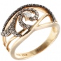 Кольцо с бриллиантами и жемчугом из желтого золота
