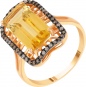 Кольцо с бриллиантами, цитрином из красного золота