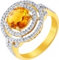 Кольцо с бриллиантами, цитрином из желтого золота