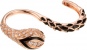 Кольцо Змейка на два пальца с эмалью и фианитами из серебра с позолотой