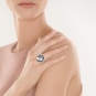Кольцо с сапфирами, бриллиантом и жемчугом из белого золота