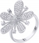 Кольцо Цветок с бриллиантами из белого золота