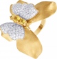 Кольцо Бабочка с бриллиантами, сапфирами из желтого золота