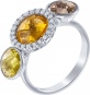 Кольцо с фианитами и бриллиантами из белого золота