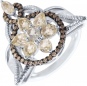 Кольцо с кварцами, бриллиантами и аметистом из белого золота