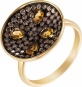Кольцо с бриллиантами и цитринами из жёлтого золота