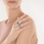 Кольцо на два пальца с эмалью и фианитами из серебра