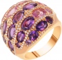 Кольцо с аметистами, сапфирами и бриллиантами из красного золота