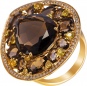 Кольцо с раухтопазами, сапфирами и бриллиантами из жёлтого золота