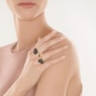 Кольцо Мишка на два пальца с бриллиантами и сапфирами из красного золота