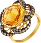 Кольцо с цитрином и бриллиантами из жёлтого золота