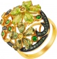 Кольцо с фианитами, бриллиантами и сапфирами из жёлтого золота