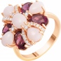 Кольцо с родолитами, опалами и бриллиантами из красного золота