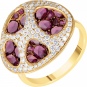 Кольцо с родолитами и бриллиантами из жёлтого золота