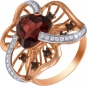 Кольцо с гранатом и бриллиантами из красного золота