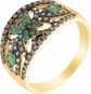 Кольцо с изумрудами и бриллиантами из жёлтого золота