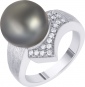 Кольцо с бриллиантами и жемчугом из белого золота