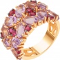 Кольцо с аметистами, рубинами и бриллиантами из красного золота