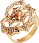 Кольцо с бриллиантами и сапфиром из жёлтого золота
