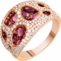 Кольцо с родолитами и бриллиантами из красного золота