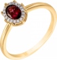 Кольцо с родолитом и бриллиантами из красного золота