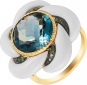 Кольцо с агатами, топазом и бриллиантами из жёлтого золота
