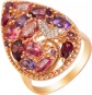 Кольцо с фианитами и бриллиантами из красного золота