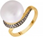 Кольцо с жемчугом и бриллиантами из жёлтого золота