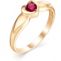 Кольцо Сердце с 1 рубином из красного золота