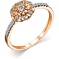 Кольцо Цветок с 19 бриллиантами из красного золота