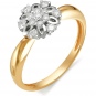 Кольцо Цветок с бриллиантами из красного золота