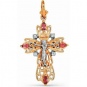 Крестик с бриллиантами, рубинами из красного золота