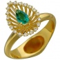Кольцо с бриллиантами, изумрудом, цитрином из желтого золота 750 пробы