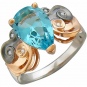 Кольцо с кристаллом swarovski, фианитами из серебра